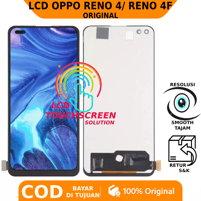 Jual LCD TOUCHSCREEN OPPO RENO 4/ RENO 4F ORIGINAL GARANSI FREE LEM ...