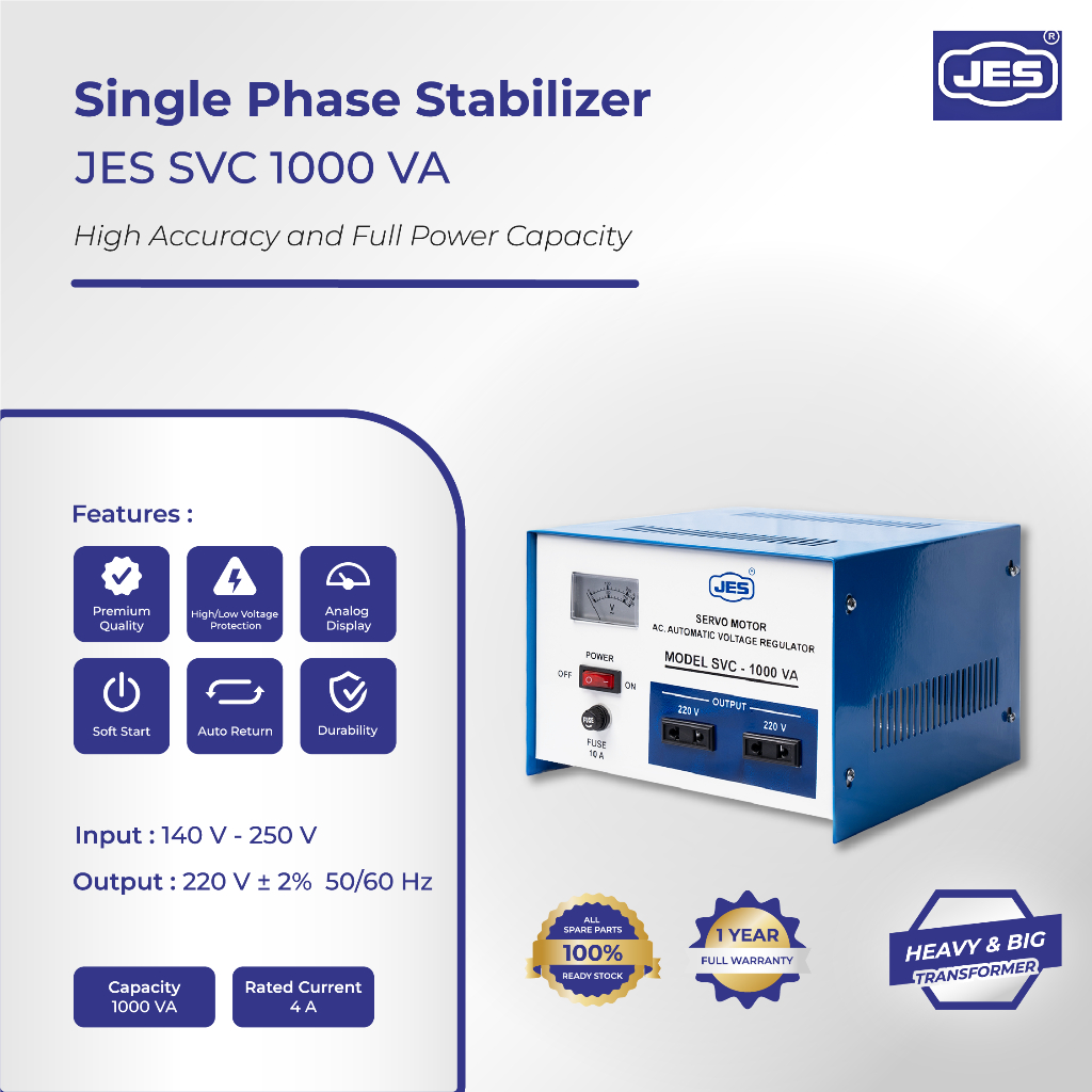 Jual JES Stabilizer Listrik SVC 1000 VA Stavol Servo Motor Otomatis ...