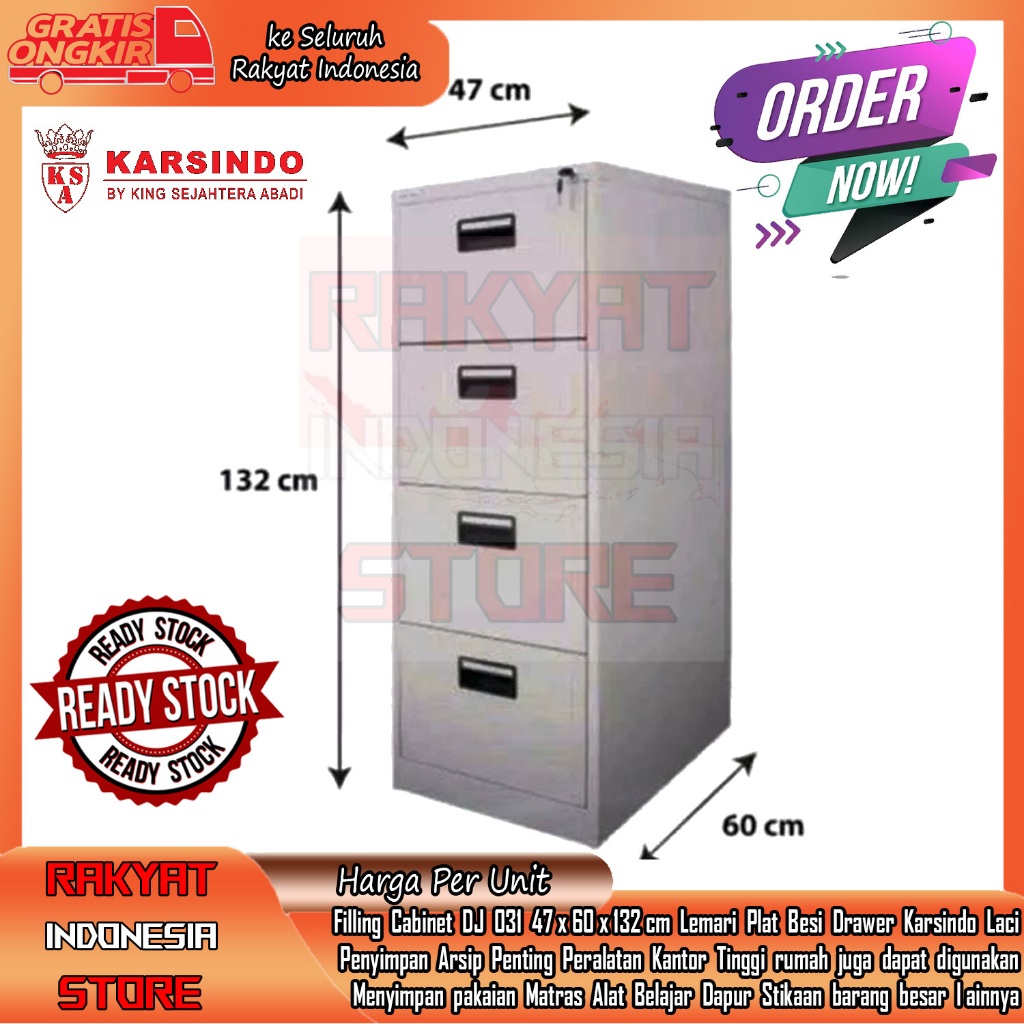 Jual [Instant] Filling Cabinet DJ 031 Lemari 4 Laci Multifungsi Ukuran