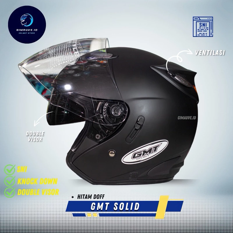 Helm GMT Double Visor Review: Helm Half Face Original SNI dengan Kaca Ganda yang Fleksibel