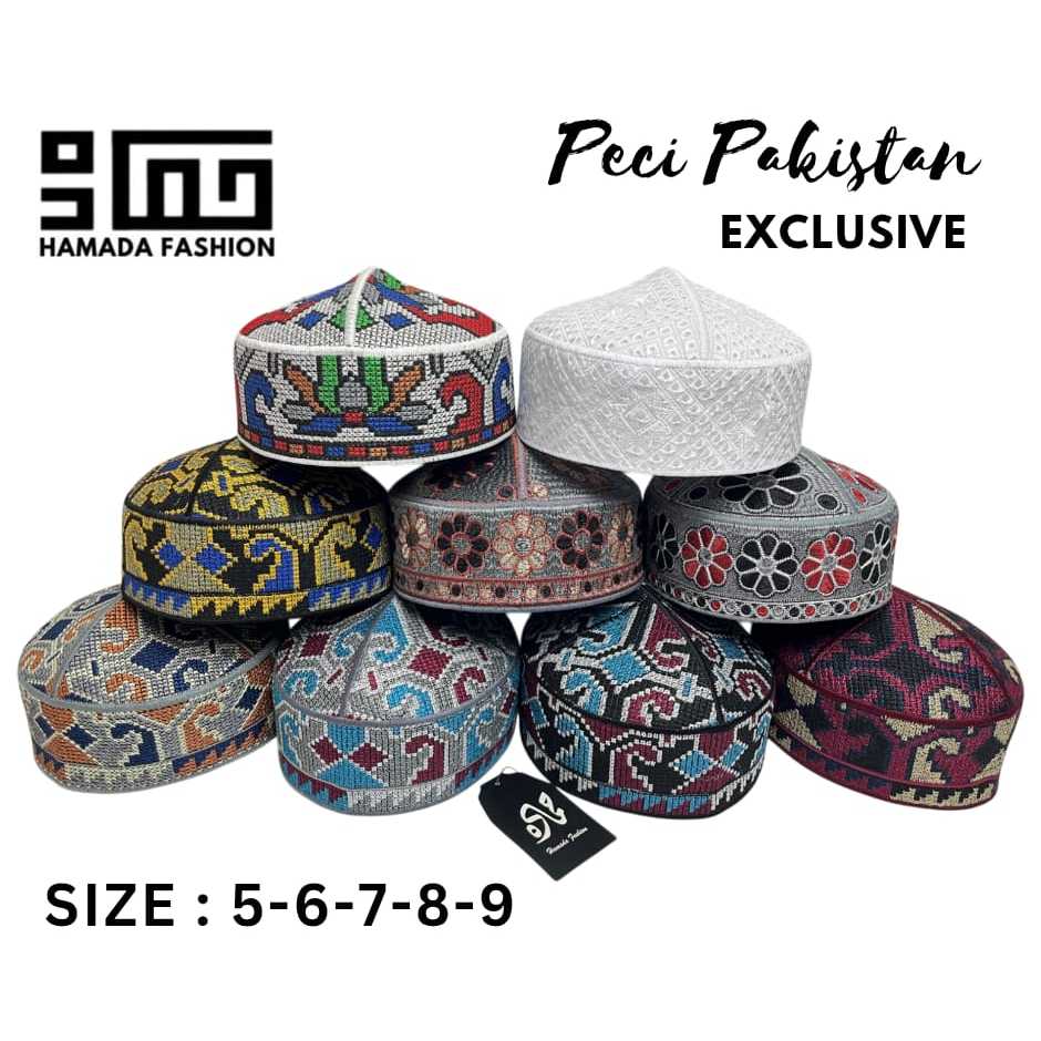 Jual Peci Pakistan Full Bordir Dewasa, Peci Hamada Fashion, Peci Haji ...