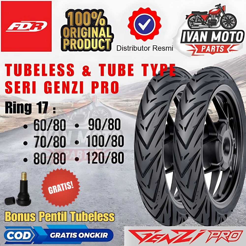 Jual Ban Motor FDR Genzi Pro Ring 17 FDR Tubeless Free Pentil 100% ...
