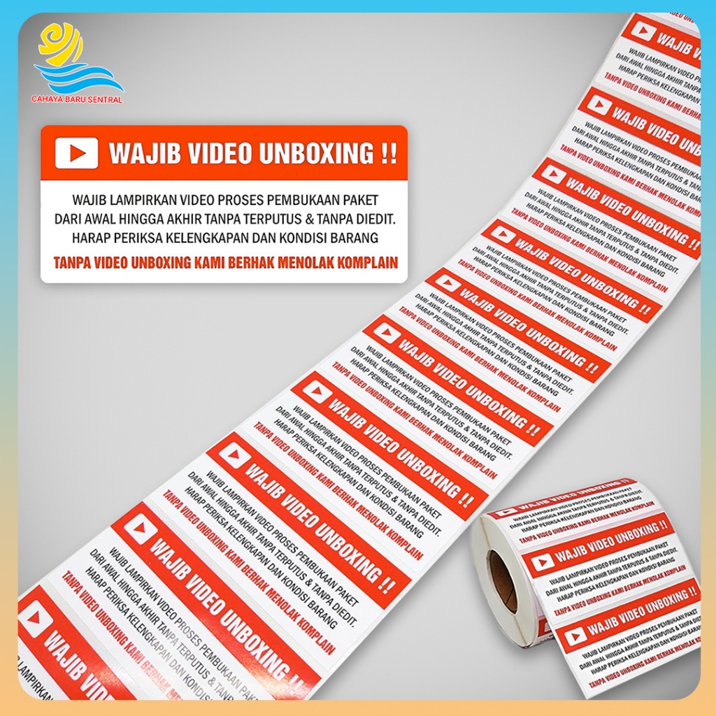 Jual Label Sticker FRAGILE Wajib Video Unboxing Stiker Perhatian Online ...
