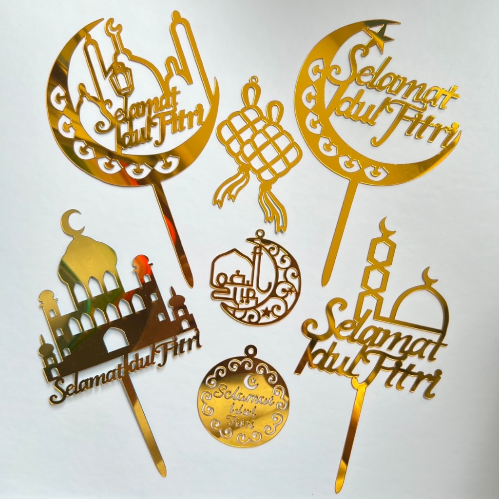 (1PACK ISI 10PCS) CAKE TOPPER SELAMAT IDUL FITRI EID MUBARAK LEBARAN IDUL ADHA MINAL AIDIN tusukan aksesoris dekorasi haisan kue hampers lebaran natal sincia imlek akrilik toko perlengkapan kue