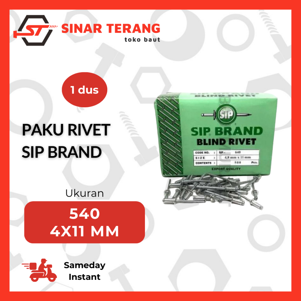 Jual (1000pcs) Paku Rivet SIP 540 BRAND 4 x 11 mm - Paku Tembak ...
