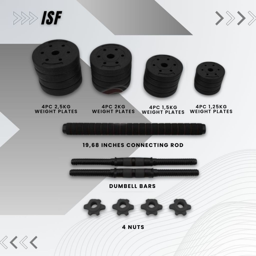 Jual ISF Adjustable Dumbell Barbel Set 30KG Barbell ABS PVC 30 KG ...