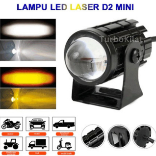 TK Lampu Tembak Laser Gun D2 LED Oval Motor Mobil Lampu Sorot 2 Warna High Low Putih Kuning 12V