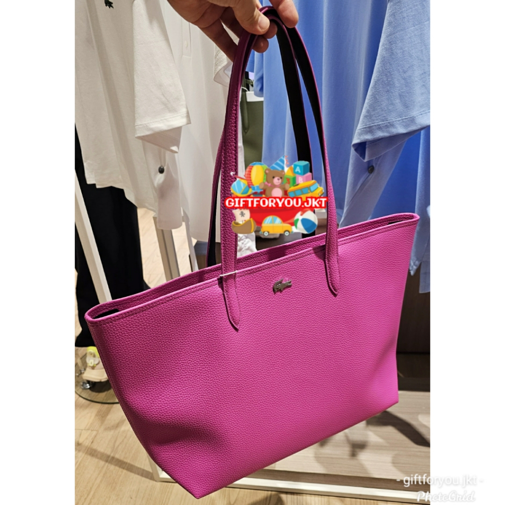 Lacoste Anna Zipped Totebag Tote Bag Tas Selempang Wanita Fashion Pink  Woman Perempuan Premium Brand Collection Koleksi Gift Original