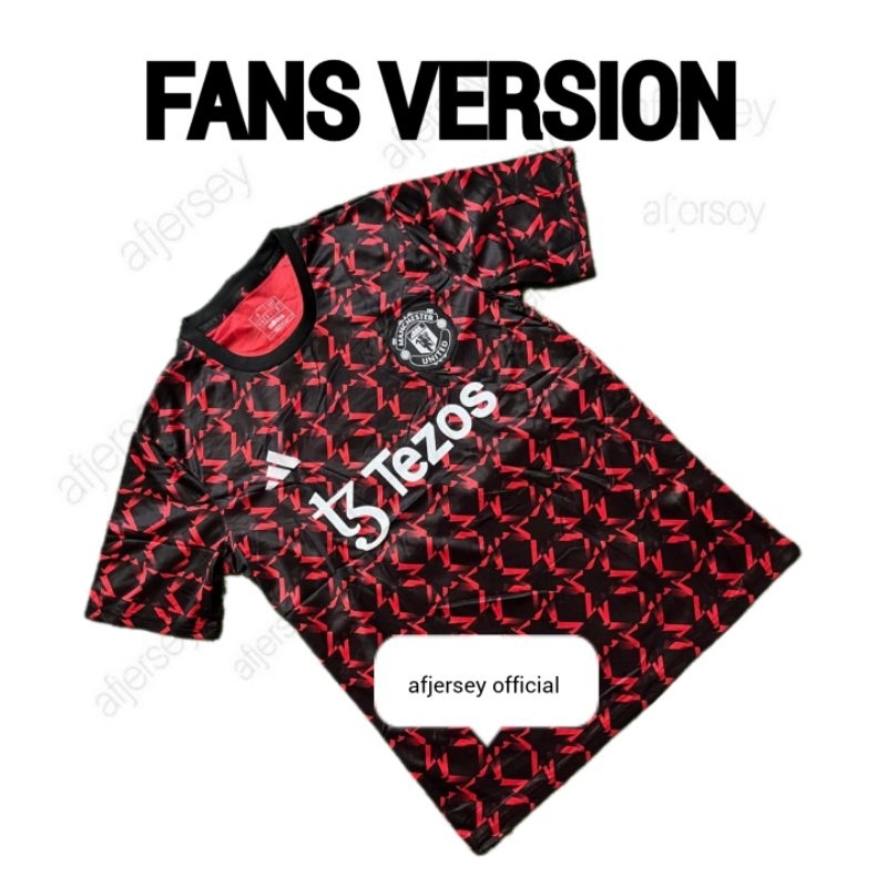 Jual Fans Jersey Bola Mu.id Mnchstr_Utd Trening TEZOS Merah 2024 2025 ...