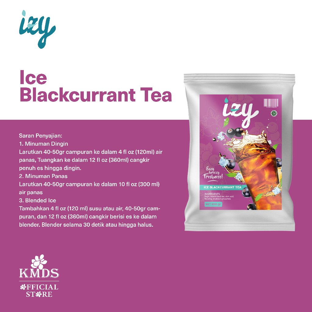 Jual Izy Ice Blackcurrant Tea Powder Drink 1 kg | Shopee Indonesia