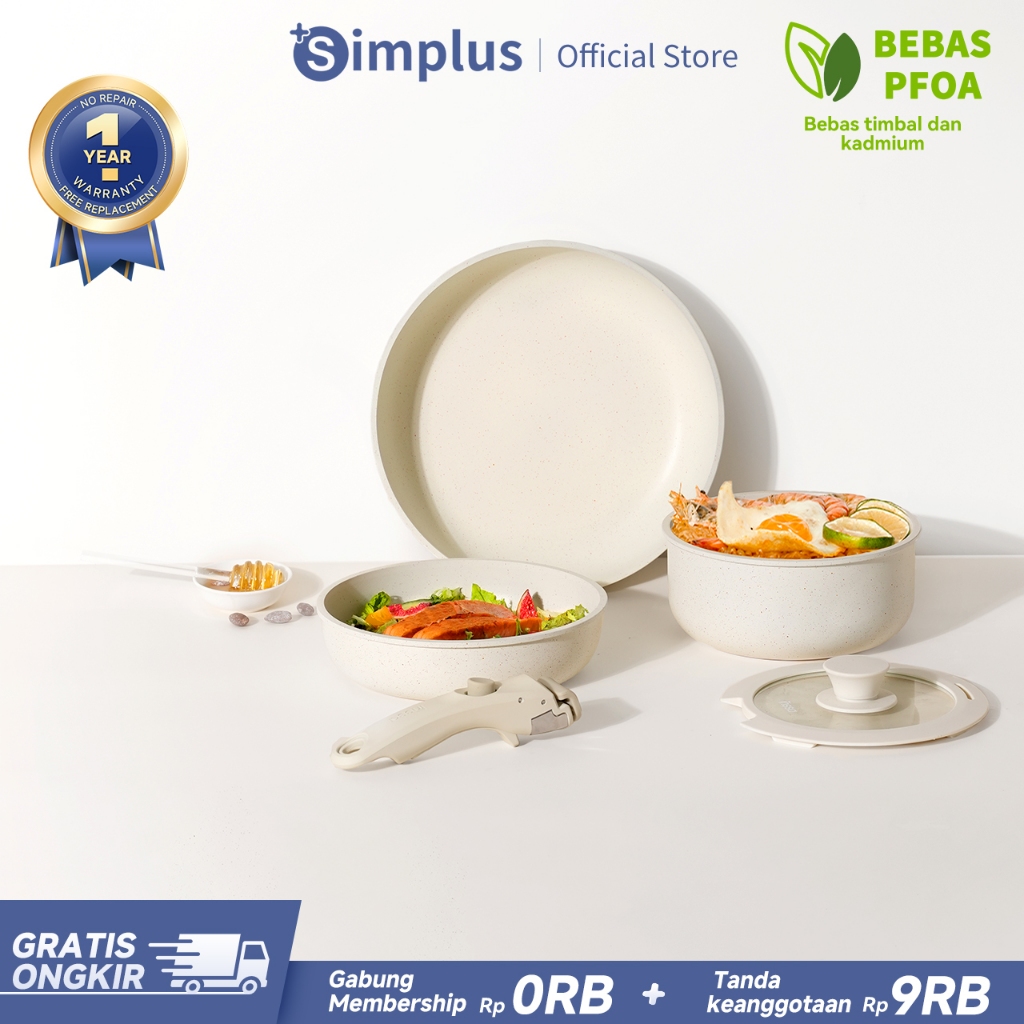 Jual INSSA Pots and Pan Set 3 Pieces Detachable Handle Non-stick ...