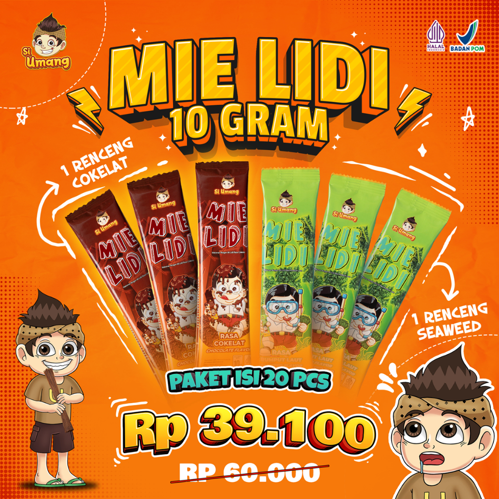 Jual Si Umang Paket hemat Cemilan Mie Lidi Renceng 10 gram isi 20 Pcs ...
