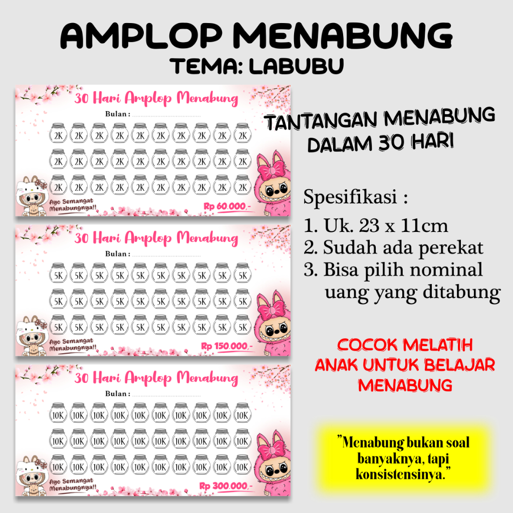 Jual AMPLOP MENABUNG ANAK TEMA LABUBU | Shopee Indonesia