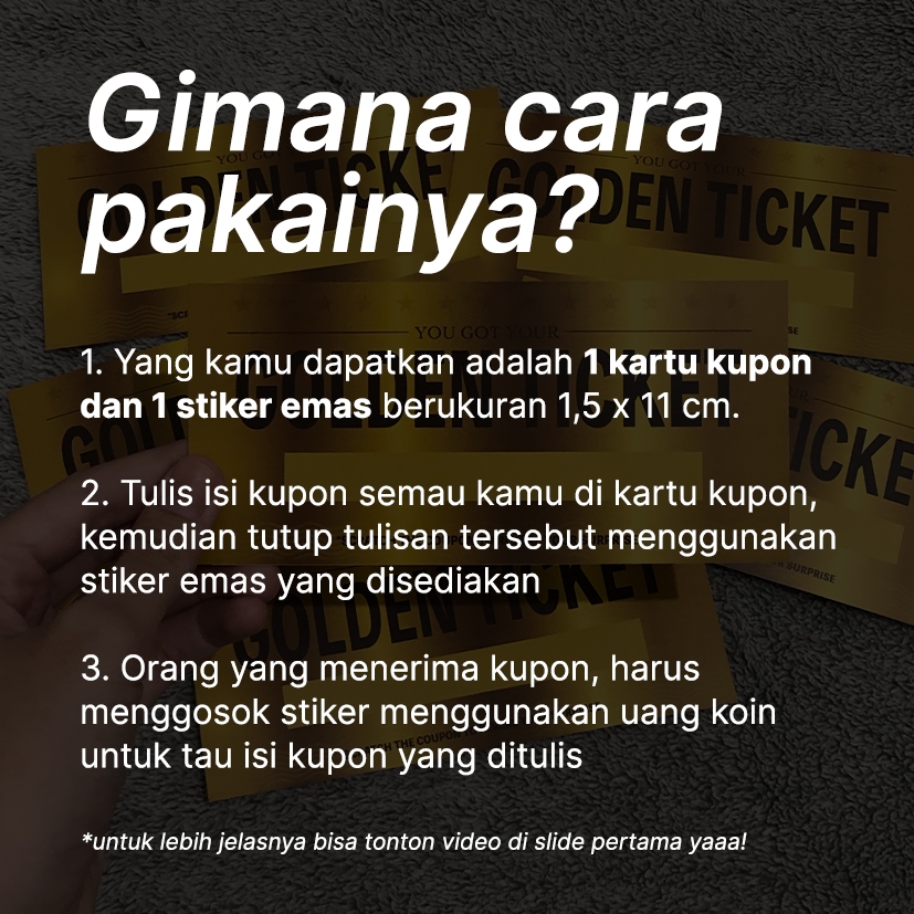 Jual GOLDEN TICKET COUPON BISA DIGOSOK / SCRATCH OFF WISH LOVE COUPON ...
