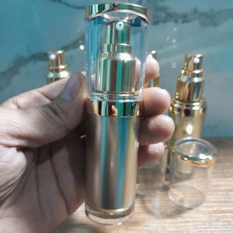 Jual Botol kanebo 30 ml warna gold tutup fullcup/ Botol Kanebo Pump ...
