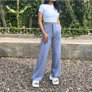 Artary Cozie Pants Rib Knit Pants Highwaist Cullote Celana Kulot Wanita