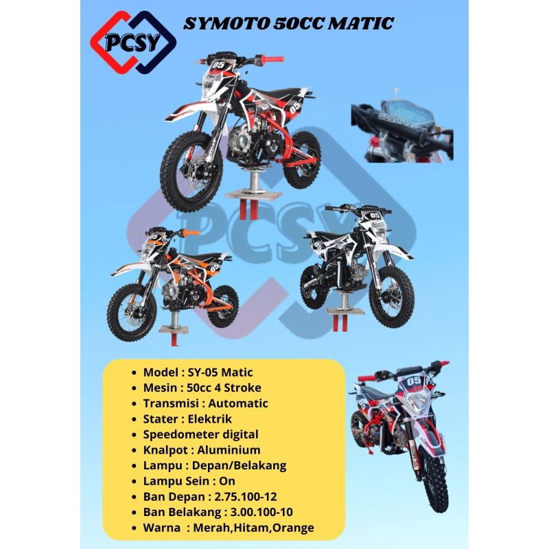 MOTOR MEDIUM TRAIL SY MOTOS 50CC MESIN 4 TAK PAKAI LAMPU DAN SEIN - MAINAN MOTOR CROSS