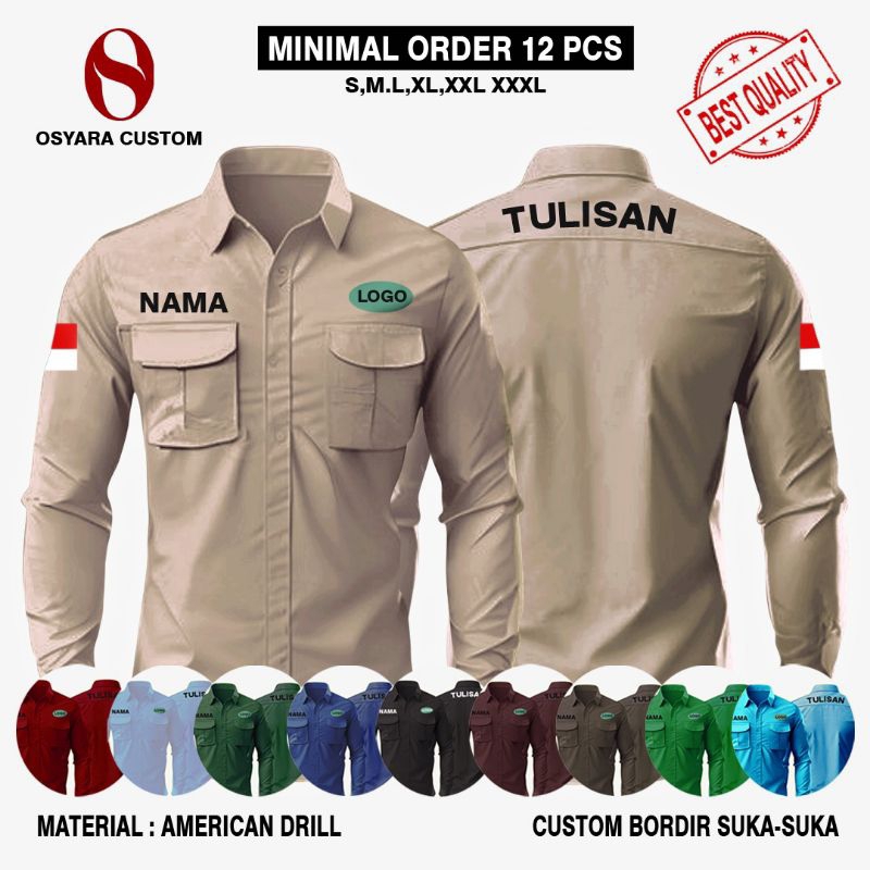 Jual KEMEJA PDL PDH CUSTOM GRATIS BORDIR 5 TITIK / KEMEJA KANTOR ...