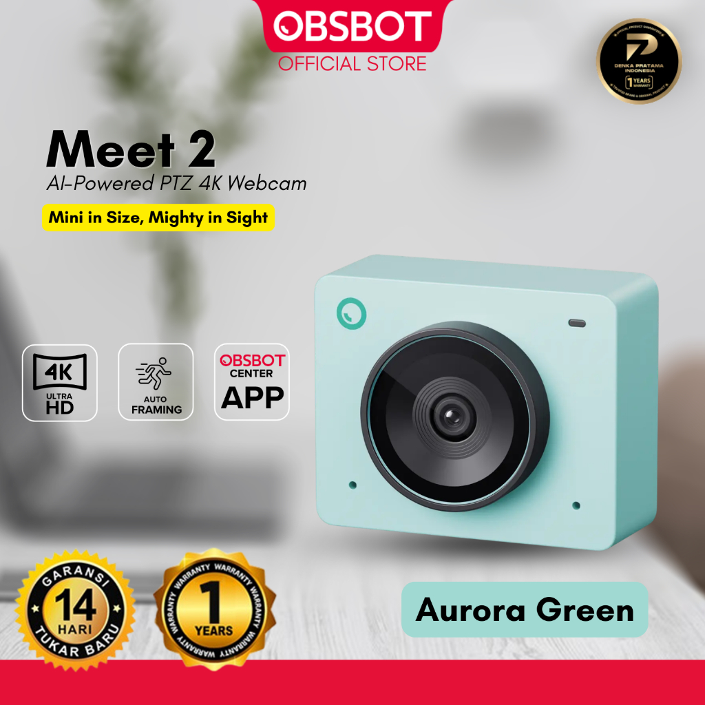 Jual OBSBOT Meet 2 AI-Powered 4K Streaming Camera - AURORA GREEN