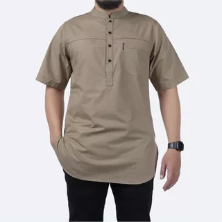 KHOIRUMMAH Kurta Hamzah Dewasa | Baju Muslim Pria Dewasa Tangan Pendek - Cream