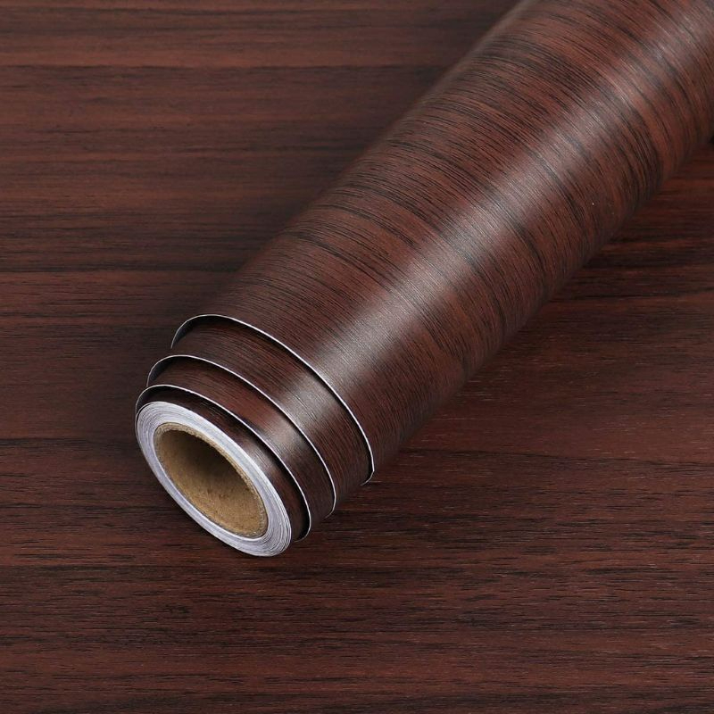 COD Wallpaper Dinding Motif Kayu Coklat Tua Ukuran 45CM X 8METER