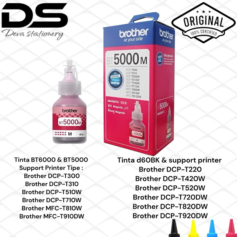 Jual 1SET TINTA BROTHER D60Bk D60 BT5000 TINTA REFIL DCP-T220 T420W ...