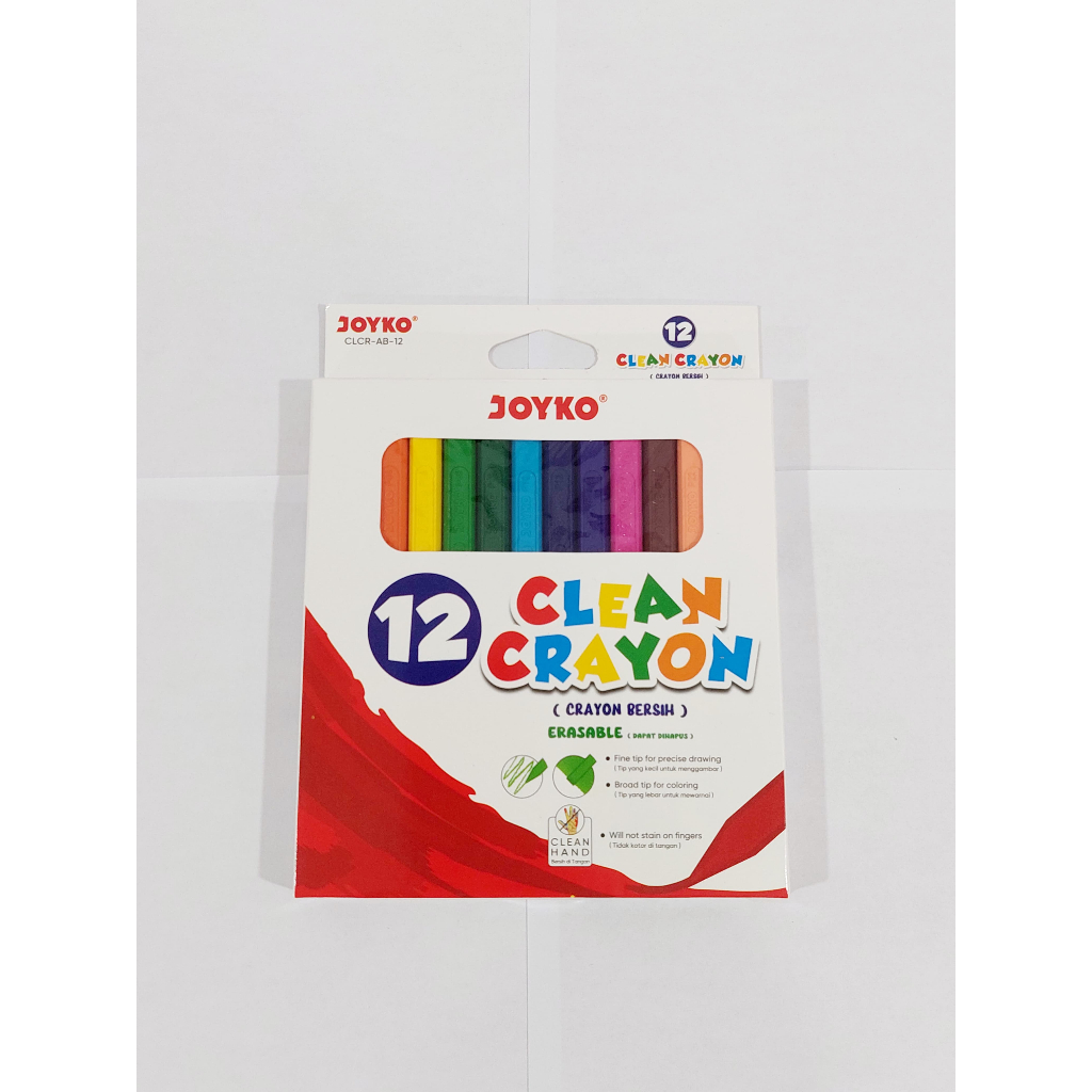 Jual CLEAN CRAYON ERASABLE BISA DI HAPUS MEREK JOYKO CLCR-AB-12 WARNA ...