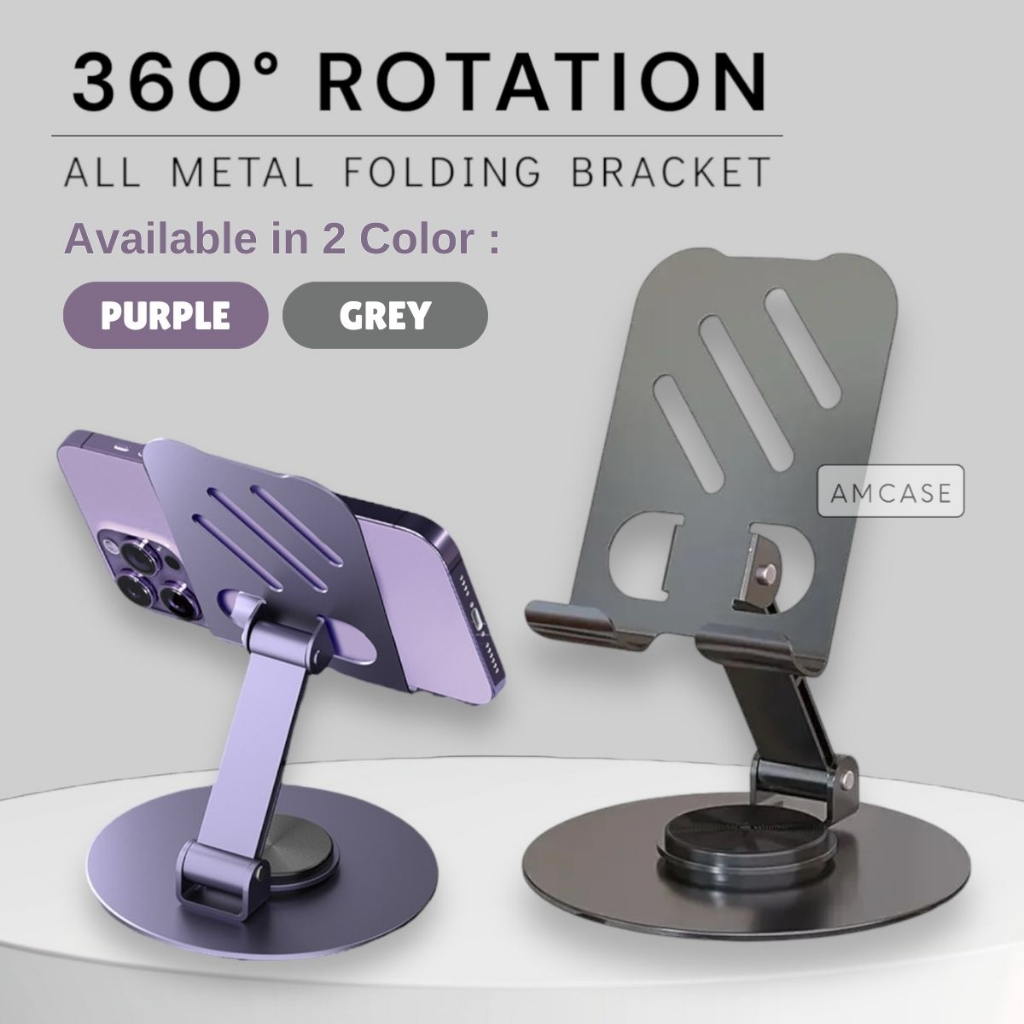 Phone Stand Holder Hp Metal 360 Derajat Rotasi Dudukan Hp Tablet Putar  Besi Aluminium Bisa Dilipat Holder Universal SmartPhone