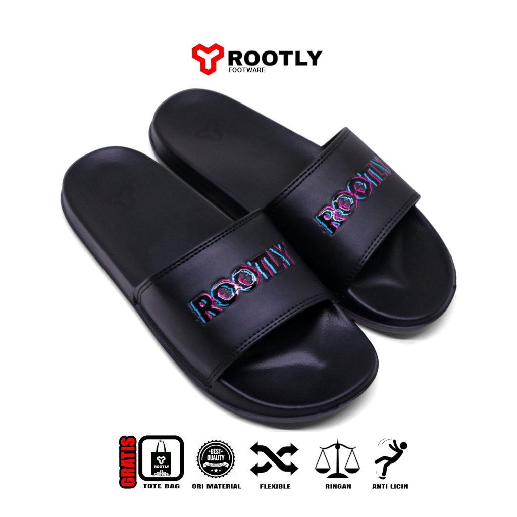 Jual Rootly - Sandal Slide Cowo Black Purple Algerian Sintetis Slipper ...