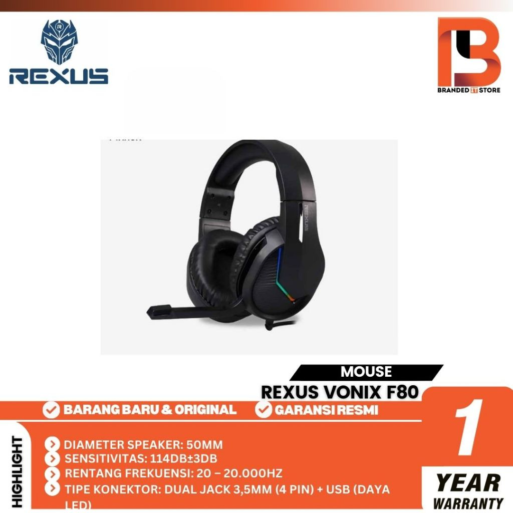 Jual Rexus Gaming Headset Vonix F-80 RGB - Headphone Rexus RGB F-80 F80 ...