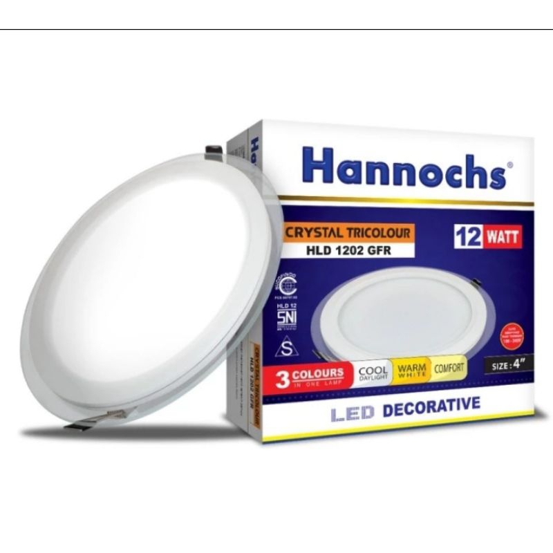 Jual HANNOCHS Lampu Downlight Crystal Tricolour 12W 12 Watt W 12Watt ...