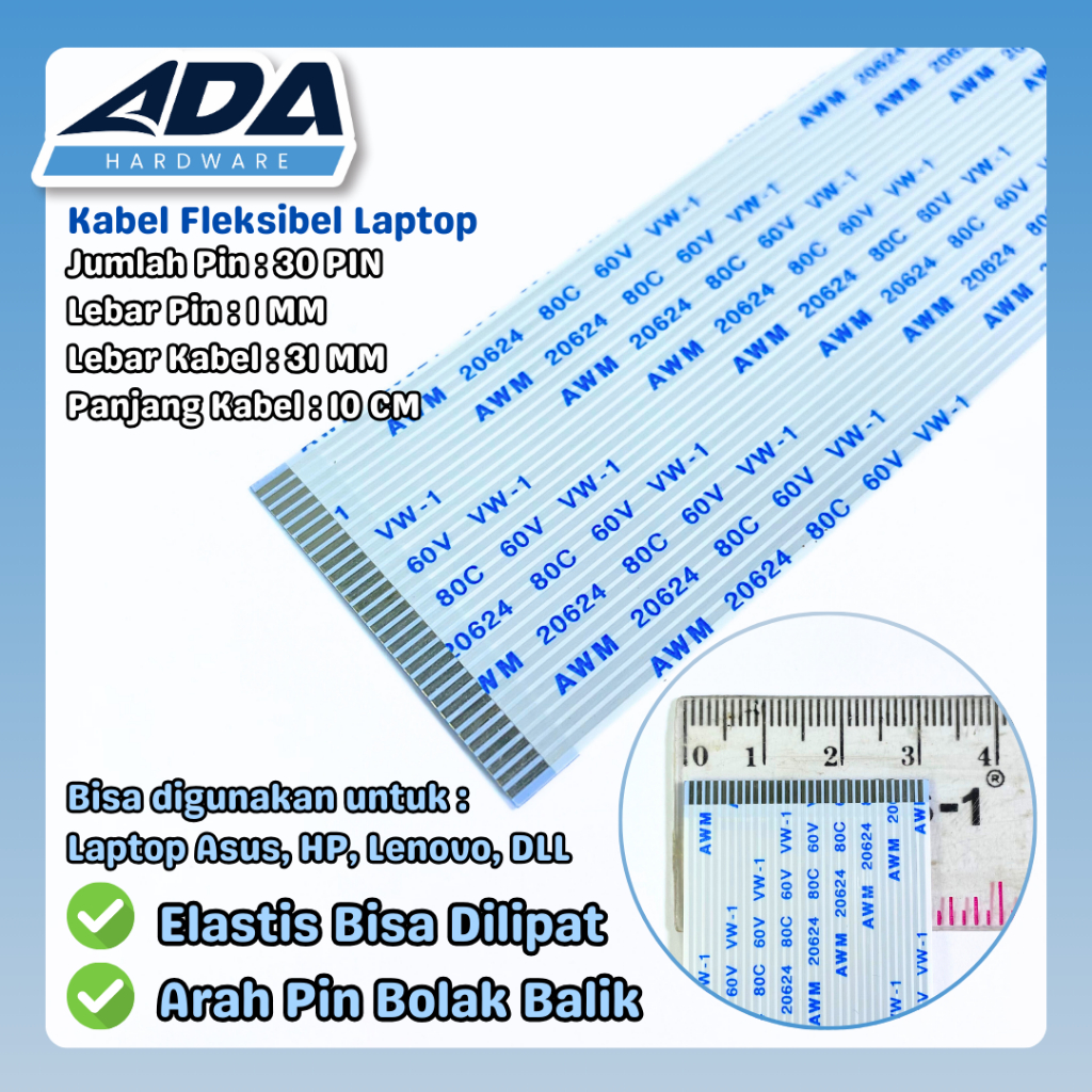 Jual Kabel Fleksibel 30 Pin Lebar Kabel 31 MM Arah Bolak Balik | Shopee ...