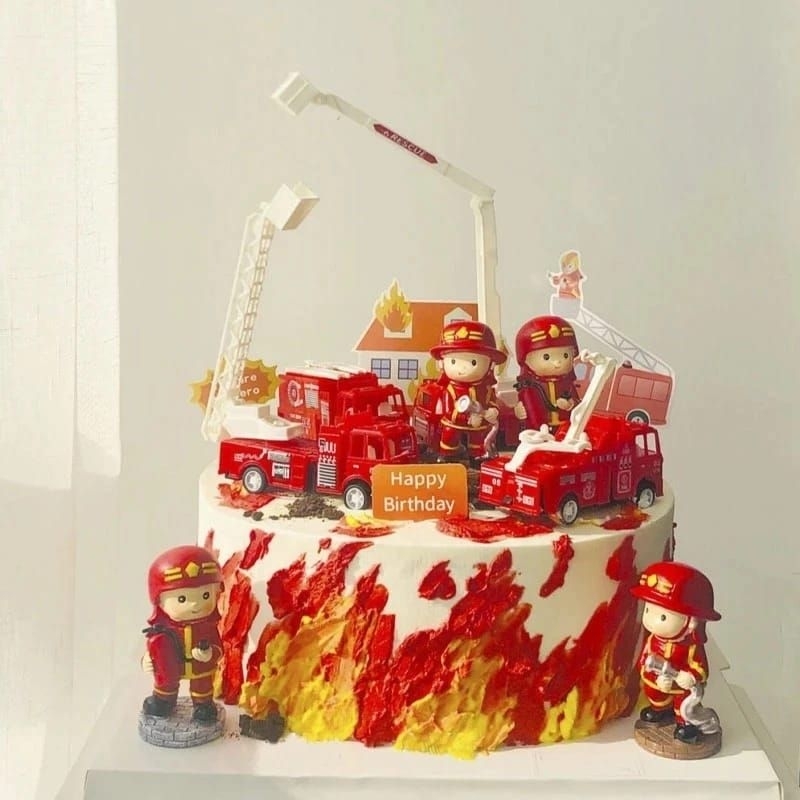 Jual {BG} Hiasan Kue Ulang Tahun Anak Mobil Damkar Fire Fighter Mainan