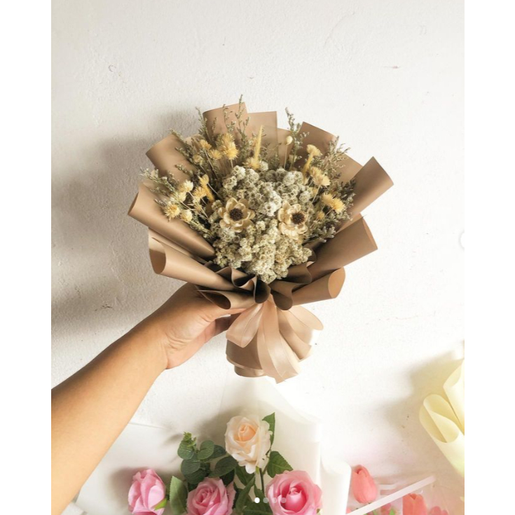 Jual buket bunga kering small include kardus packing | Shopee Indonesia