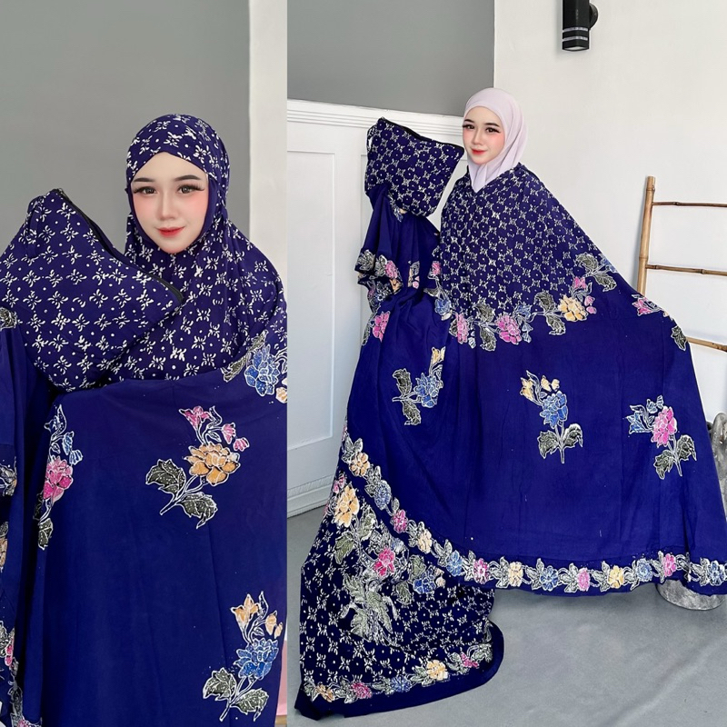 Mukena Batik Cap Encim Pekalongan 2in1 atasan bawahan rayon mukena dewasa jumbo