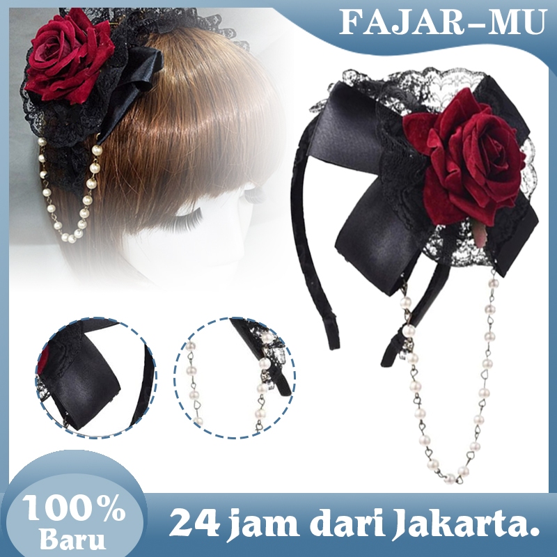 Jual Bando Lolita Headpiece Rambut Cantik Penutup Kepala Bunga Bando ...