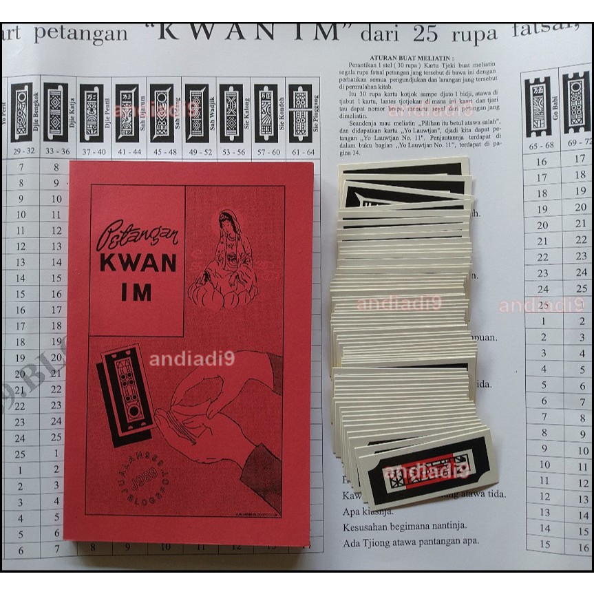 Jual KOPIAN PETANGAN KWAN IM DAN 1 SET KARTU LINTRIK CEKI TJEKI JAWA