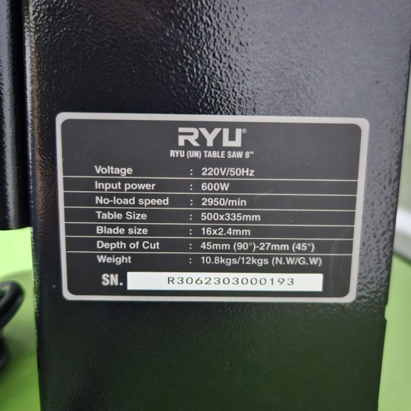Jual Mesin Gergaji Meja Potong Kayu RYU RTS8 Table Saw 8