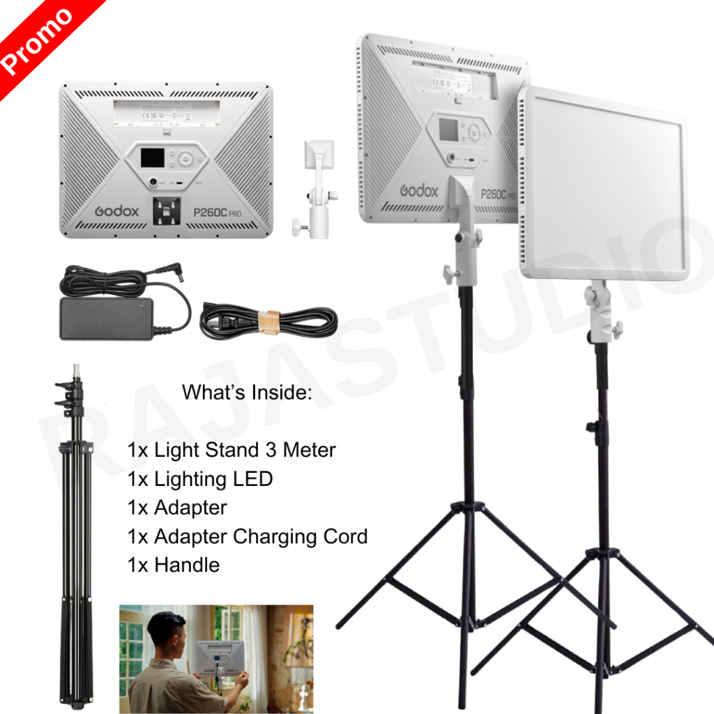 Jual Paket Komplit Bicolor Godox P260c LED Video Light P260 C P260C P ...