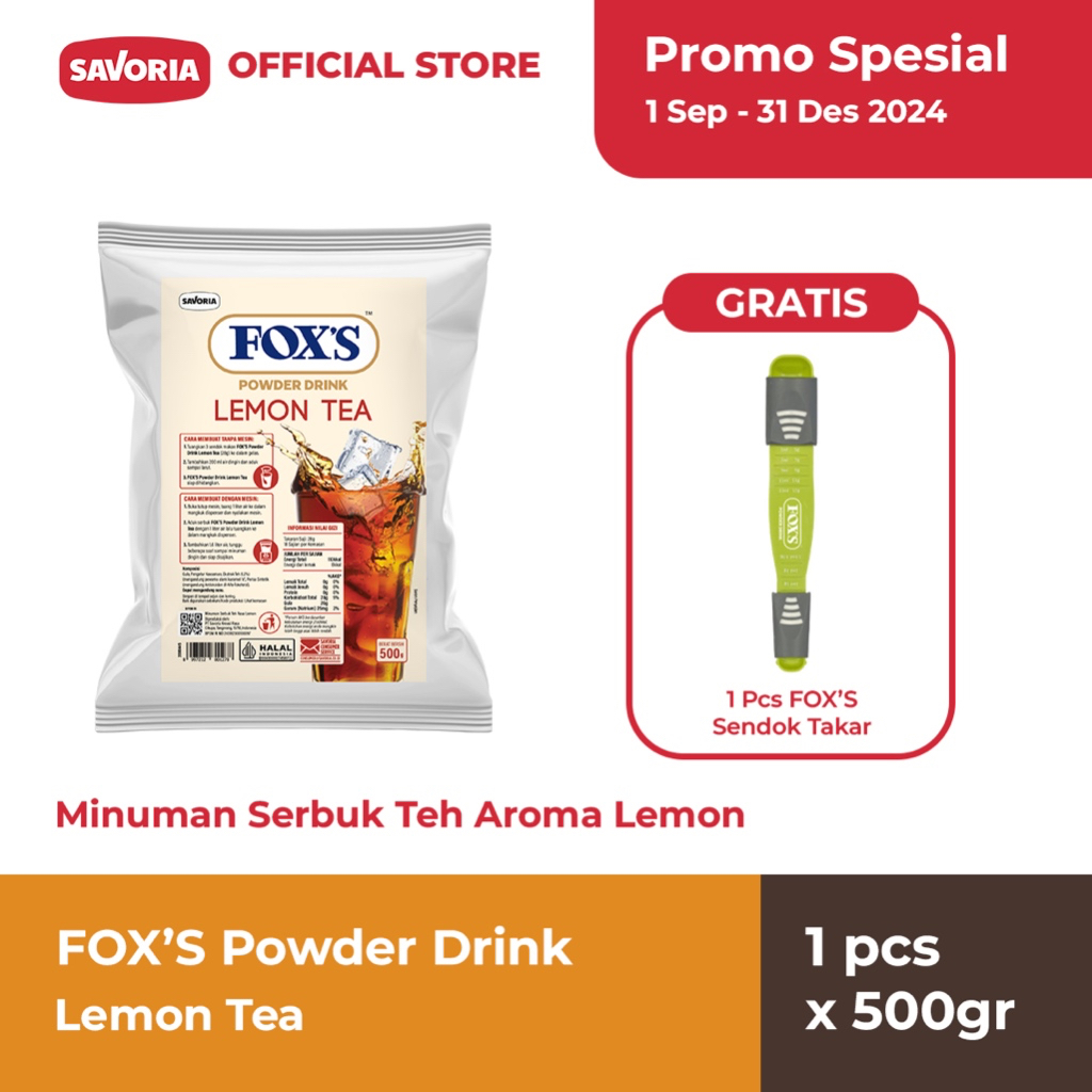 Jual FOX'S Lemon Tea Powder Drink 1 Pcs x 500g Free Sendok Takar ...