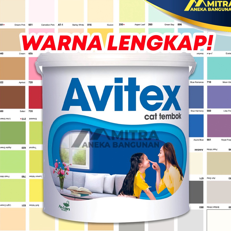 Jual Hemat Pilihan CAT TEMBOK INTERIOR AVITEX 5 KG AVIAN WARNA LENGKAP