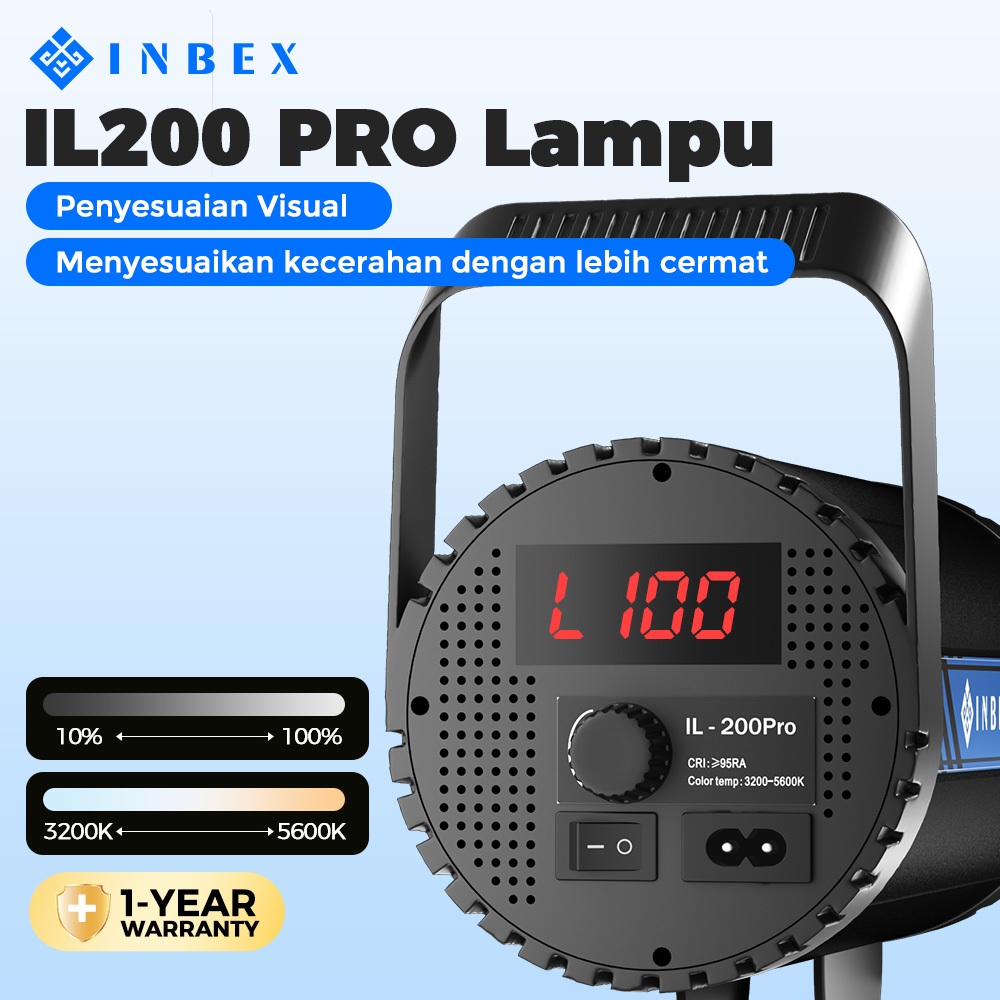 Jual INBEX IL-200PRO Lampu Foto COB 200W Lighting Konten Kreator Lampu ...