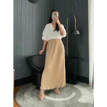 Rok Plisket Payung Wavy Rok Plisket Premium Tebal Rok Panjang Korean Style Pleated Skirts 036