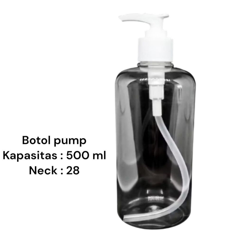 Jual BOTOL PUMP 500 ML CLEAR/botol 500 ml clear tutup pump/botol sabun ...
