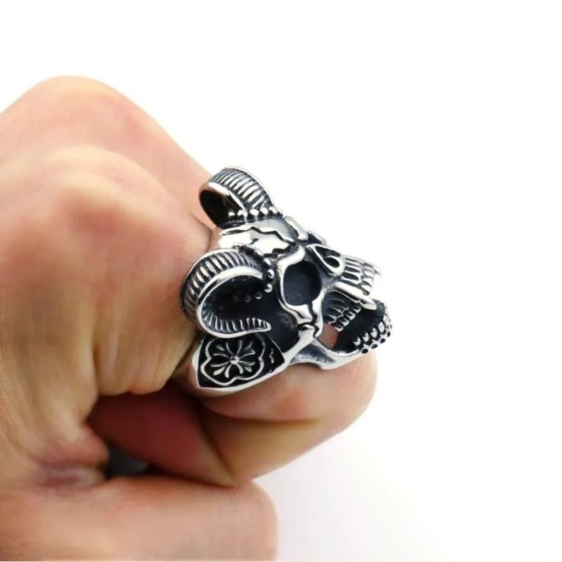 Jual Goth Ringskull / Satanic Ring Cincin Tengkorak Bertanduk | Shopee ...