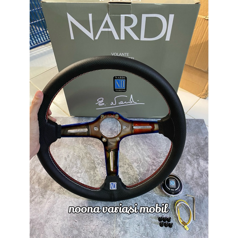 Jual Setir mobil nardi 14inch biru titanium burntype B | Shopee Indonesia