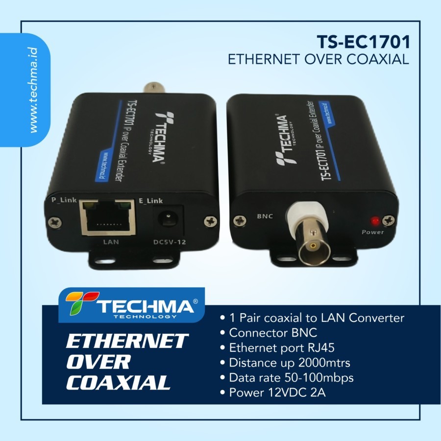 Jual Techma EOC TS-EC1701 Konverter LAN over Coaxial up 2km - Free ...