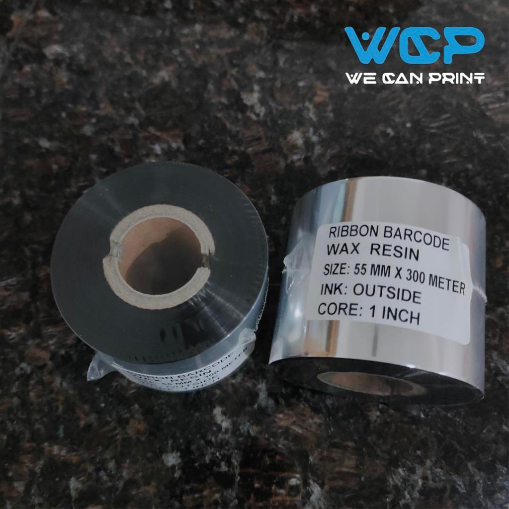 Jual RIBBON WAX RESIN 55X300 METER BARCODE RIBBON PRINTER LABEL 55 MM X ...