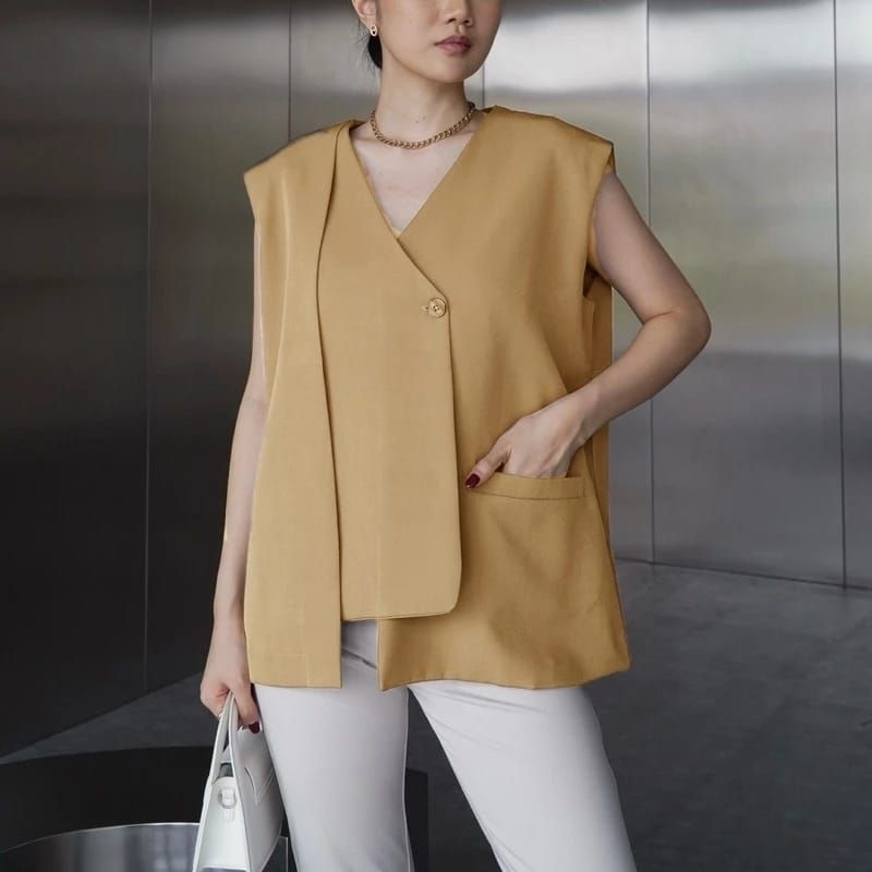 Jual Hanny Vest Outer Atasan Rompi Wanita Polos Korean Style | Shopee ...