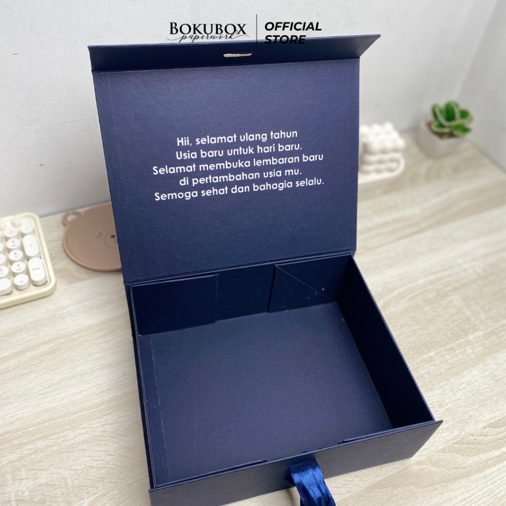 Jual [25x20x9] NAVY box kancing pita / hard box / birthday box / gift ...